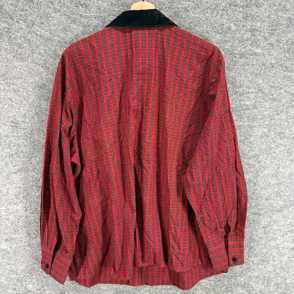 Karen Scott Shirt Women 2X Plus Red Plaid Button Up Collared Long Sleeve Cotton - Picture 2 of 7